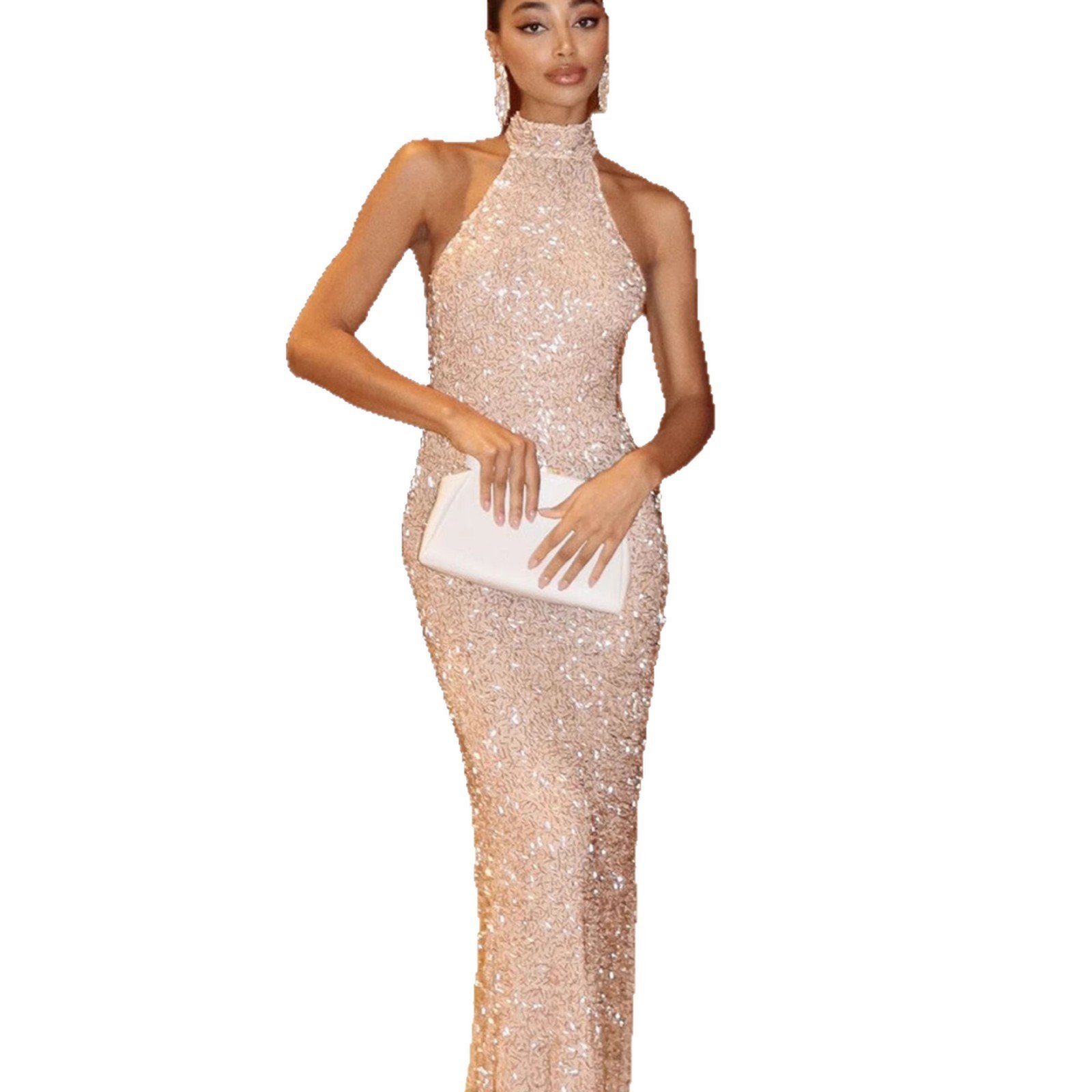 Strapless Sequined Beaded-embellished Elegant Evening Gown