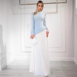 Elegant Chiffon Beaded Pleated Evening Gown