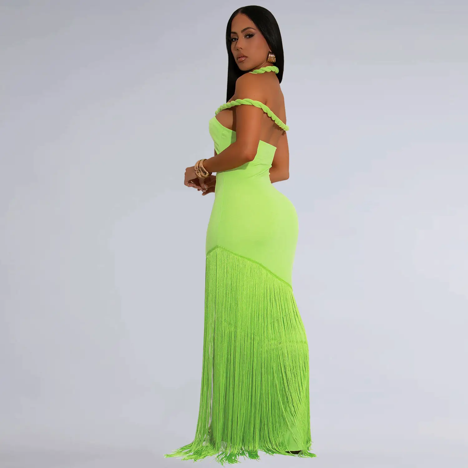 Summer Tassel Stitching Tube Top Dress