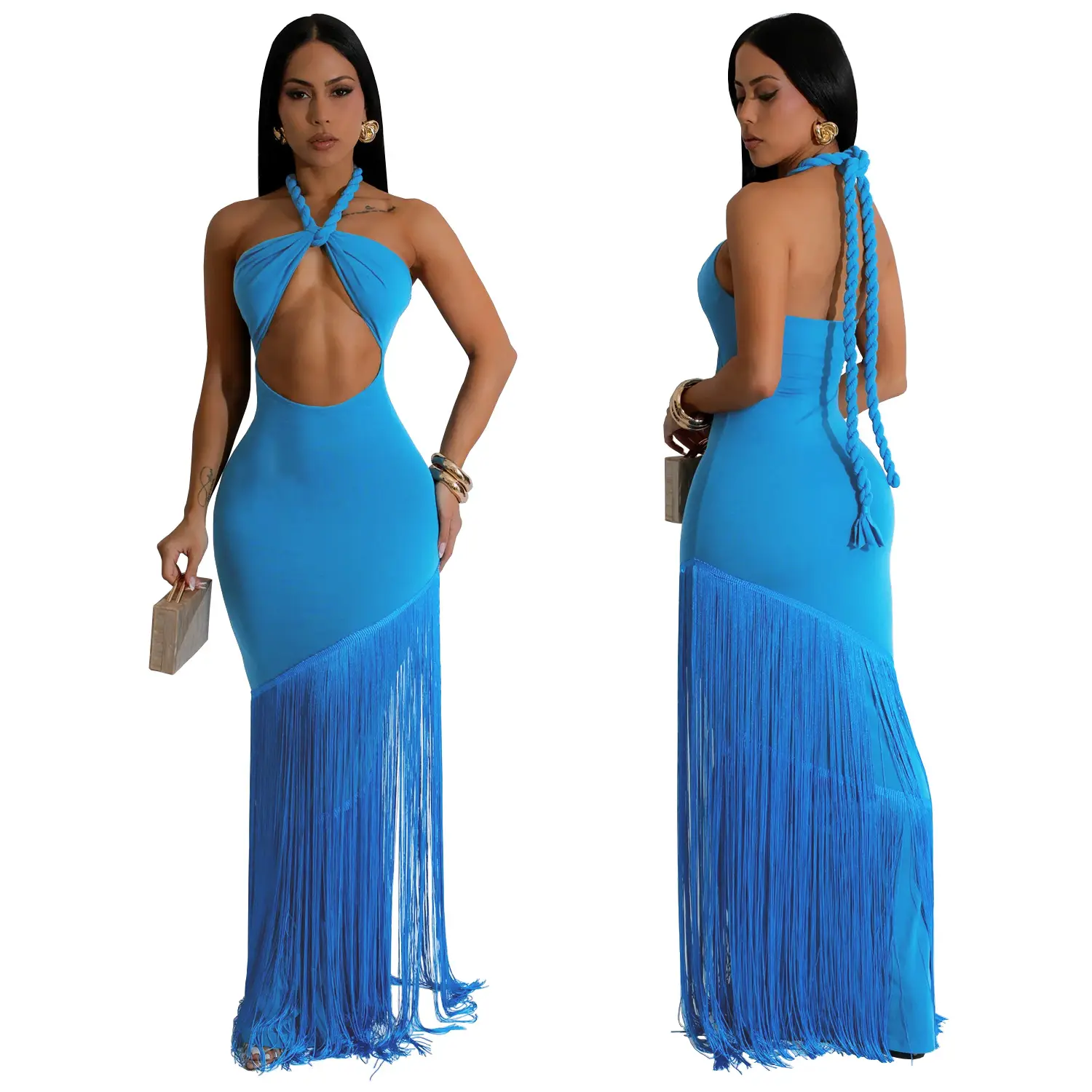 Summer Tassel Stitching Tube Top Dress