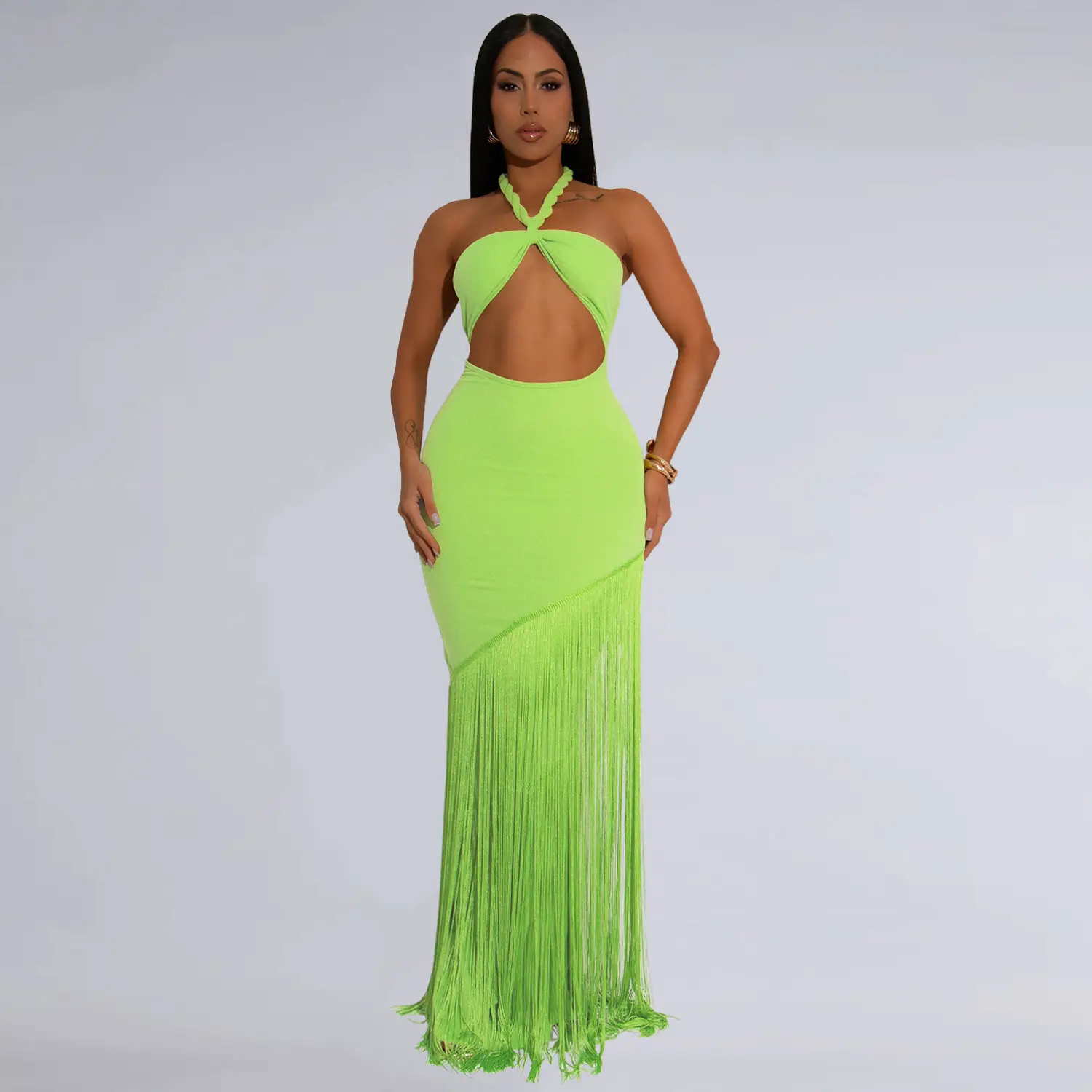 Summer Tassel Stitching Tube Top Dress