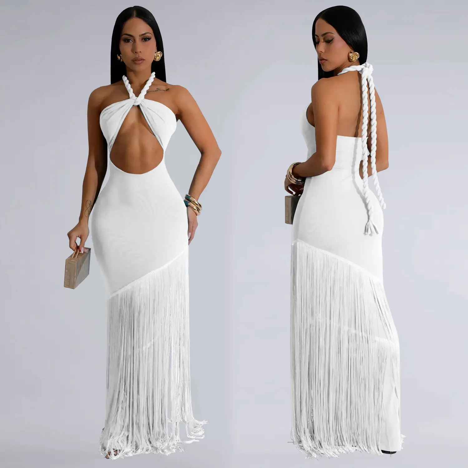 Summer Tassel Stitching Tube Top Dress