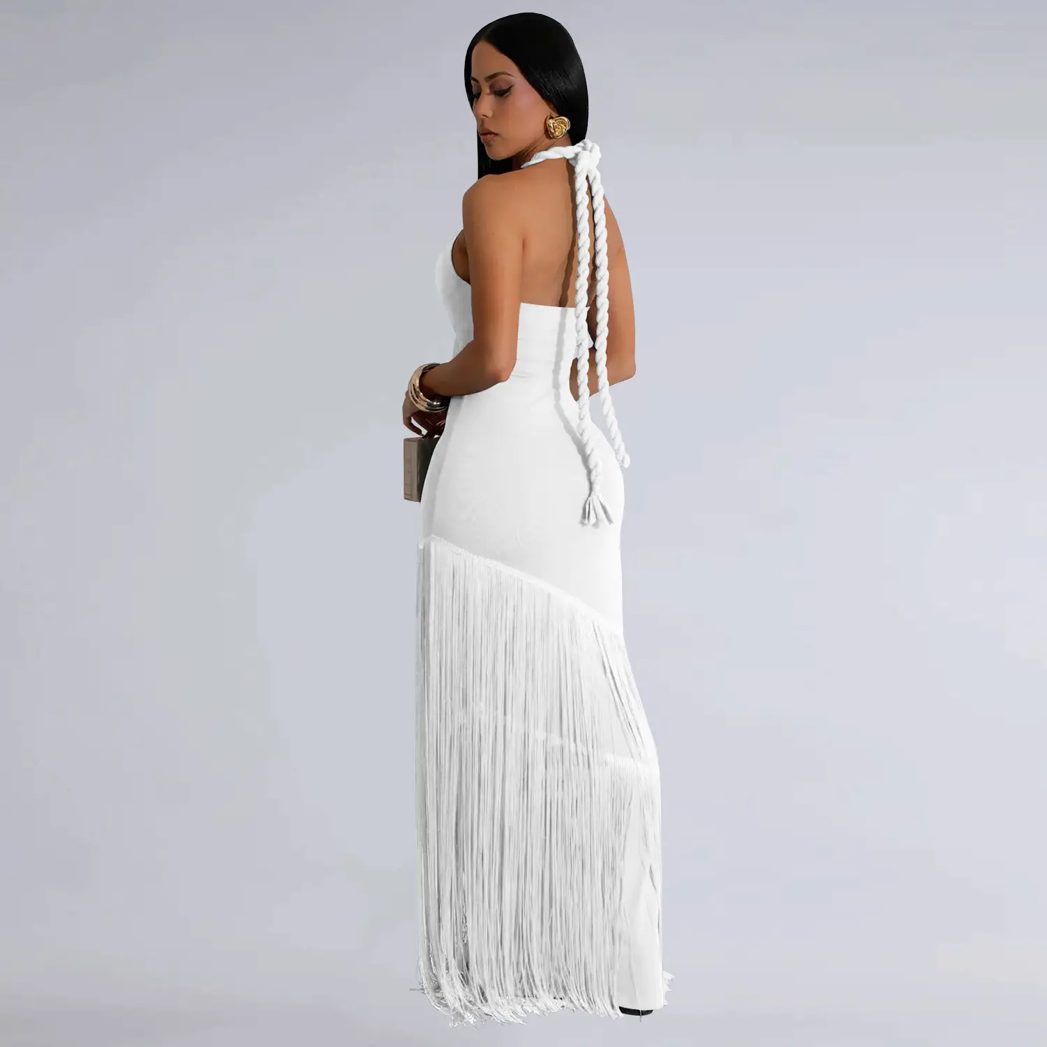 Summer Tassel Stitching Tube Top Dress