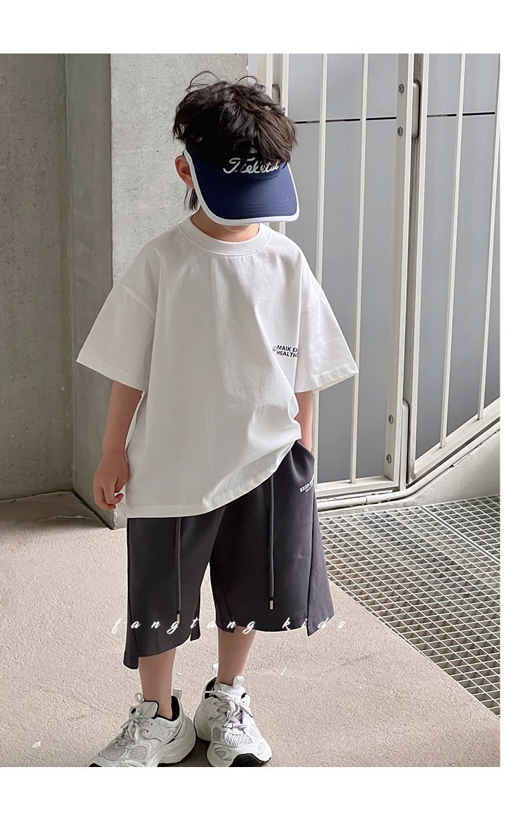 Summer Boy's Back Letter Printed Half Sleeve