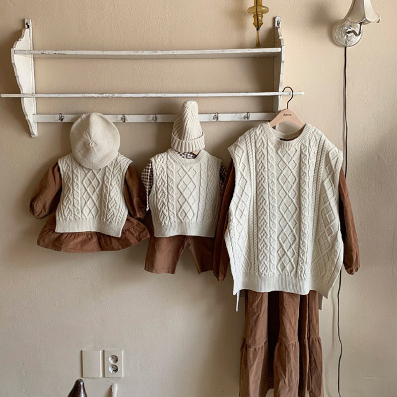 Linen Pattern Sweater Layered Oversized Loose Knit Vest
