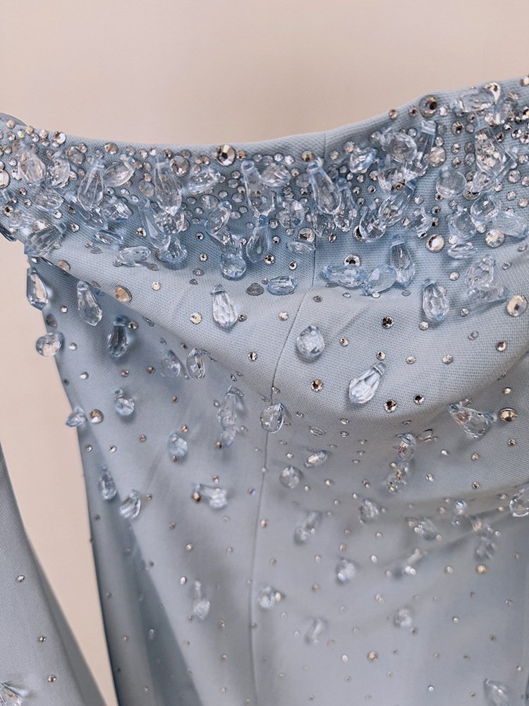 Long Beaded And Diamond-encrusted Evening Gown With A Train Evening Gown
