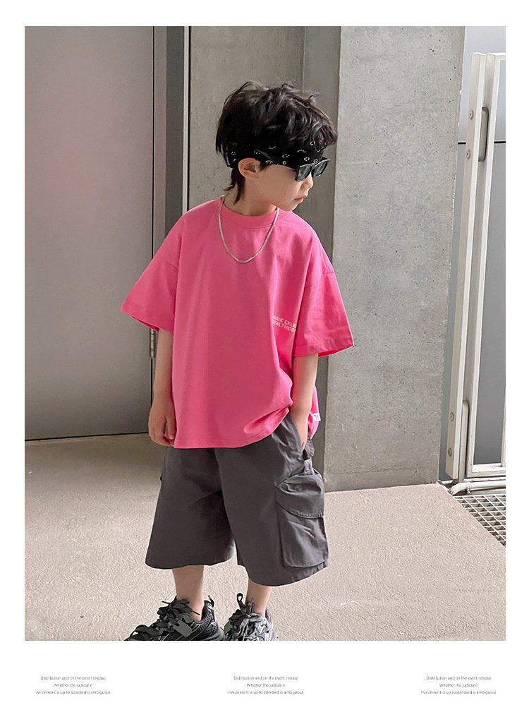 Summer Boy's Back Letter Printed Half Sleeve
