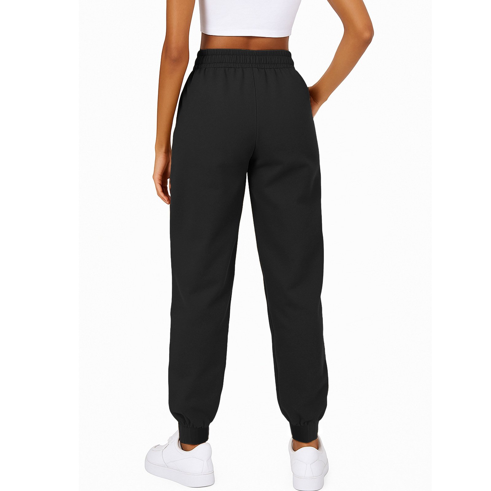 Women's Casual Solid-color Loose-fit Pocketed Sweatpants