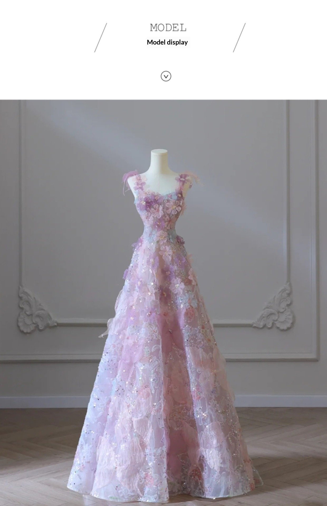 Purple Floral Evening Gown For Women