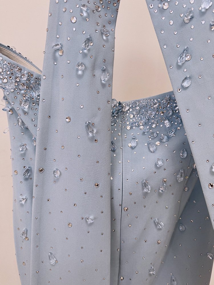 Long Beaded And Diamond-encrusted Evening Gown With A Train Evening Gown