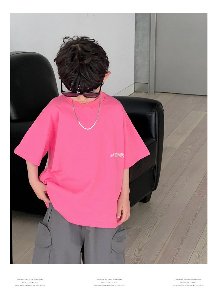 Summer Boy's Back Letter Printed Half Sleeve
