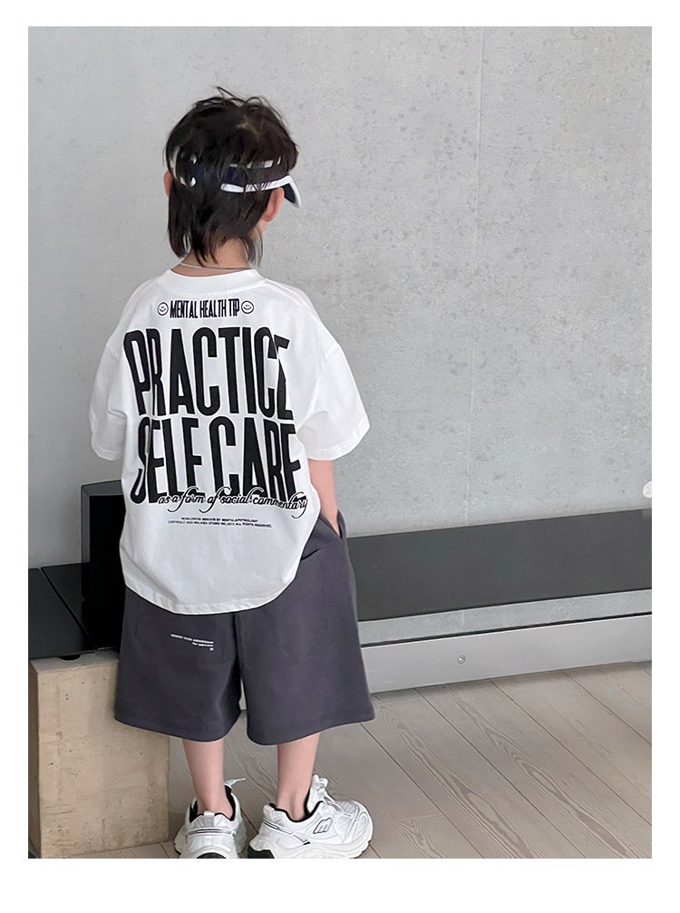 Summer Boy's Back Letter Printed Half Sleeve