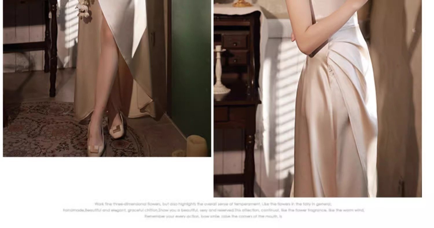 Simple And Light Luxury Satin Sisters Group Party Formal Dress