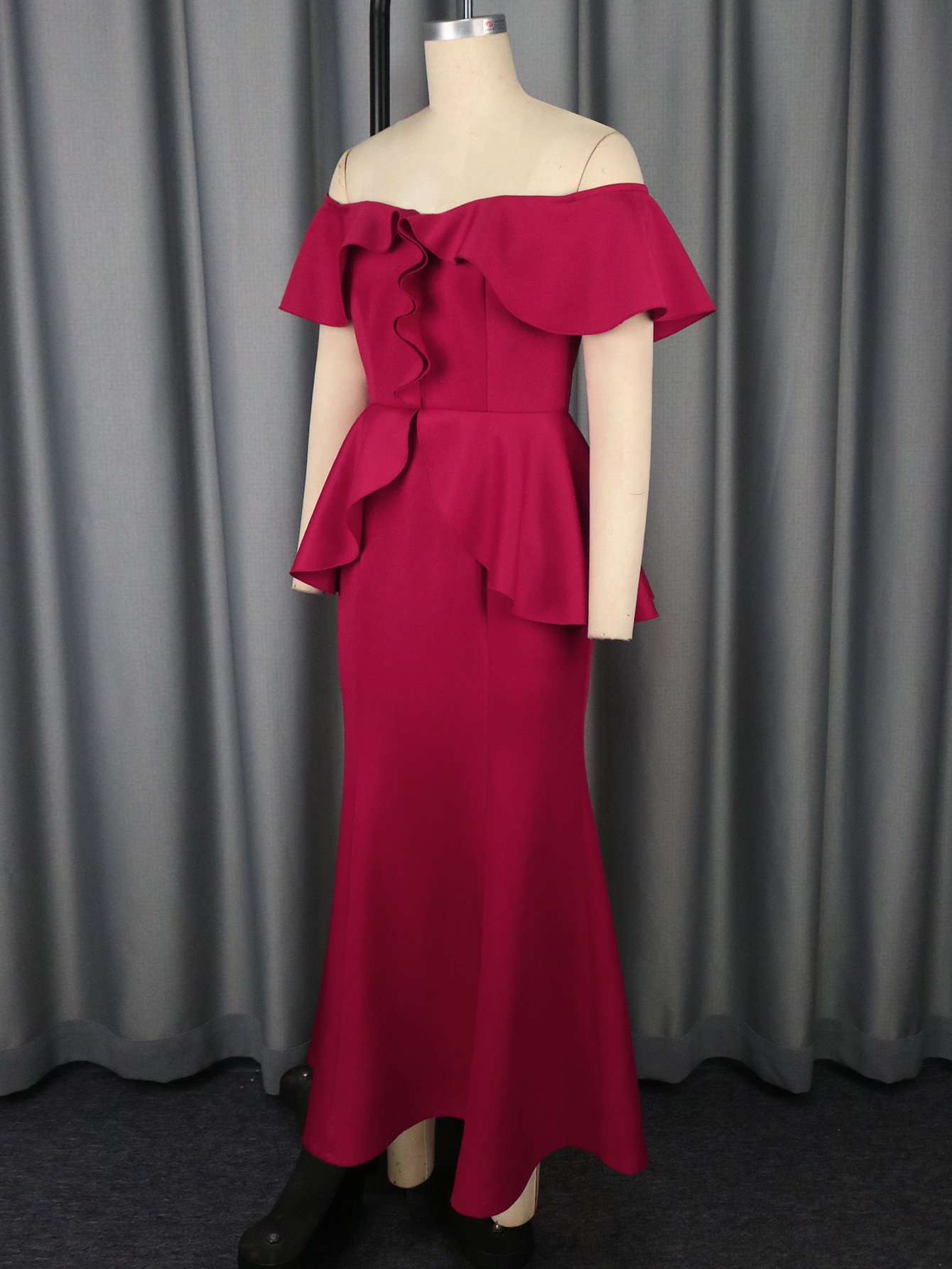 Strapless Ruffled Off-the-shoulder Dress Fishtail Dress