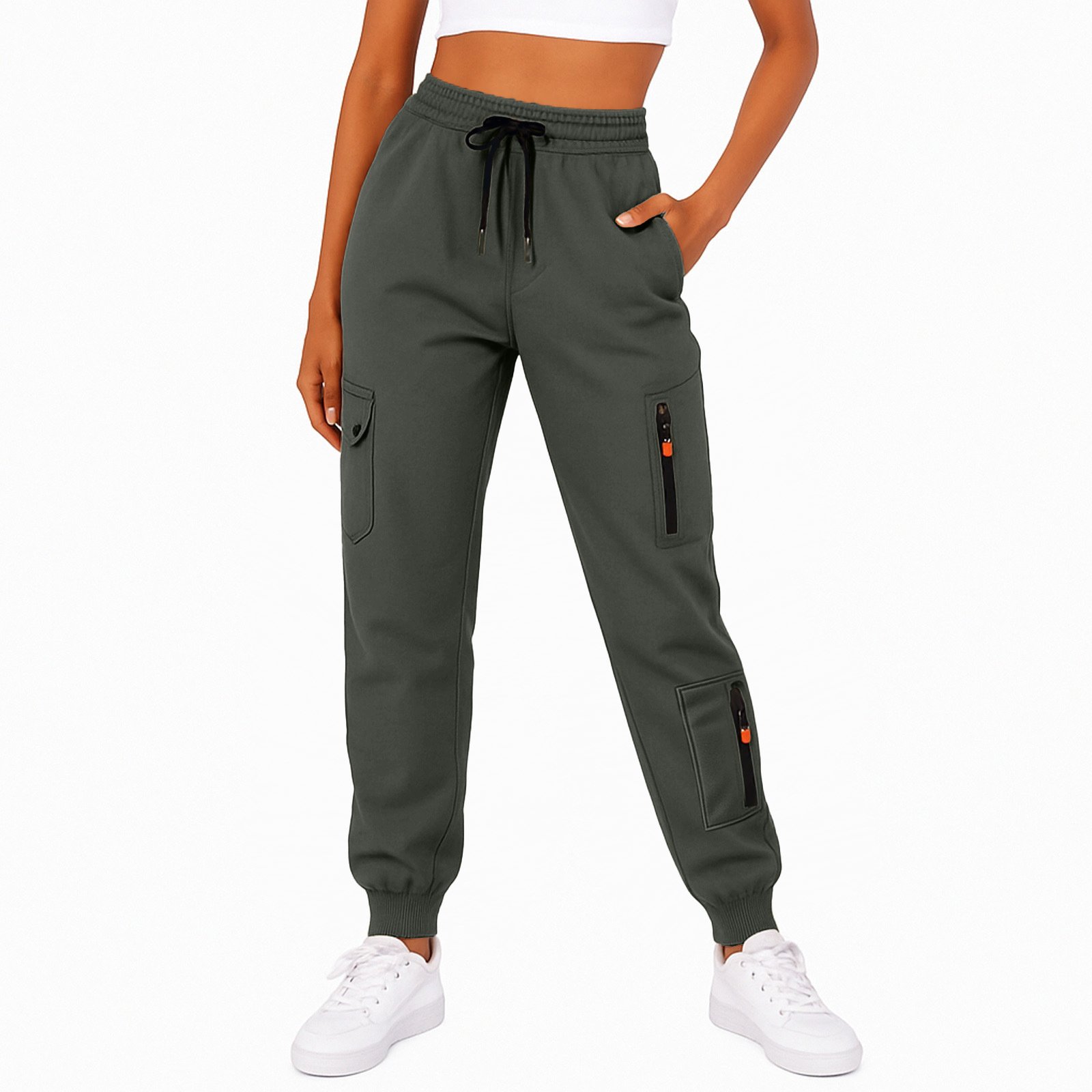 Women's Casual Solid-color Loose-fit Pocketed Sweatpants