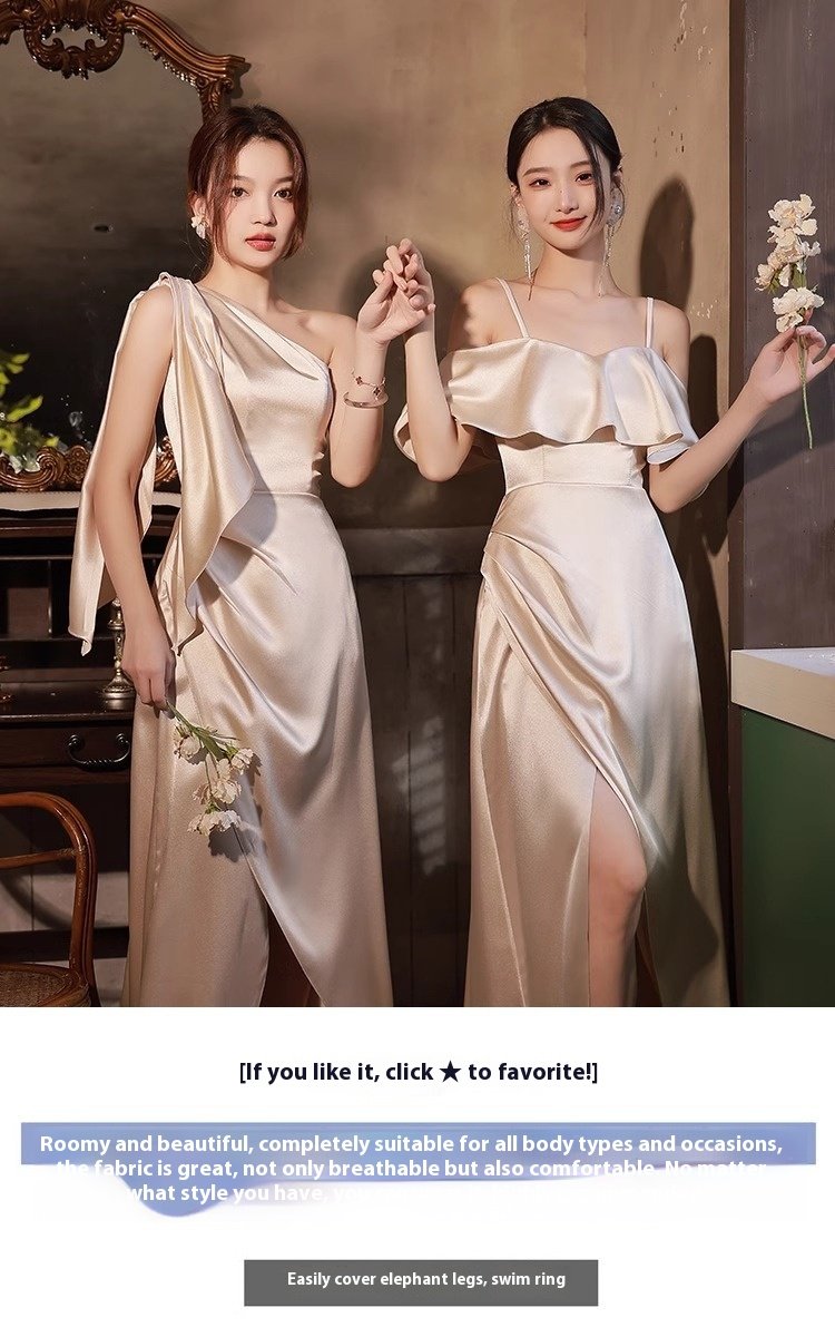 Simple And Light Luxury Satin Sisters Group Party Formal Dress