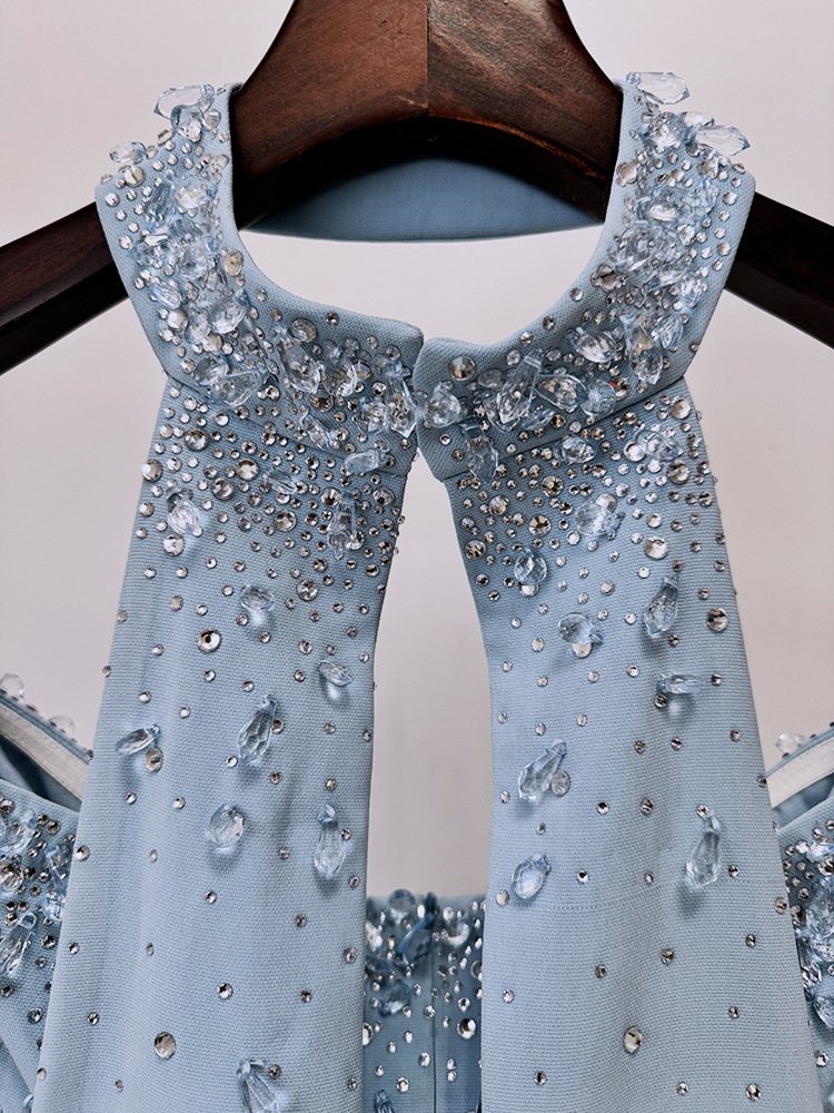 Long Beaded And Diamond-encrusted Evening Gown With A Train Evening Gown