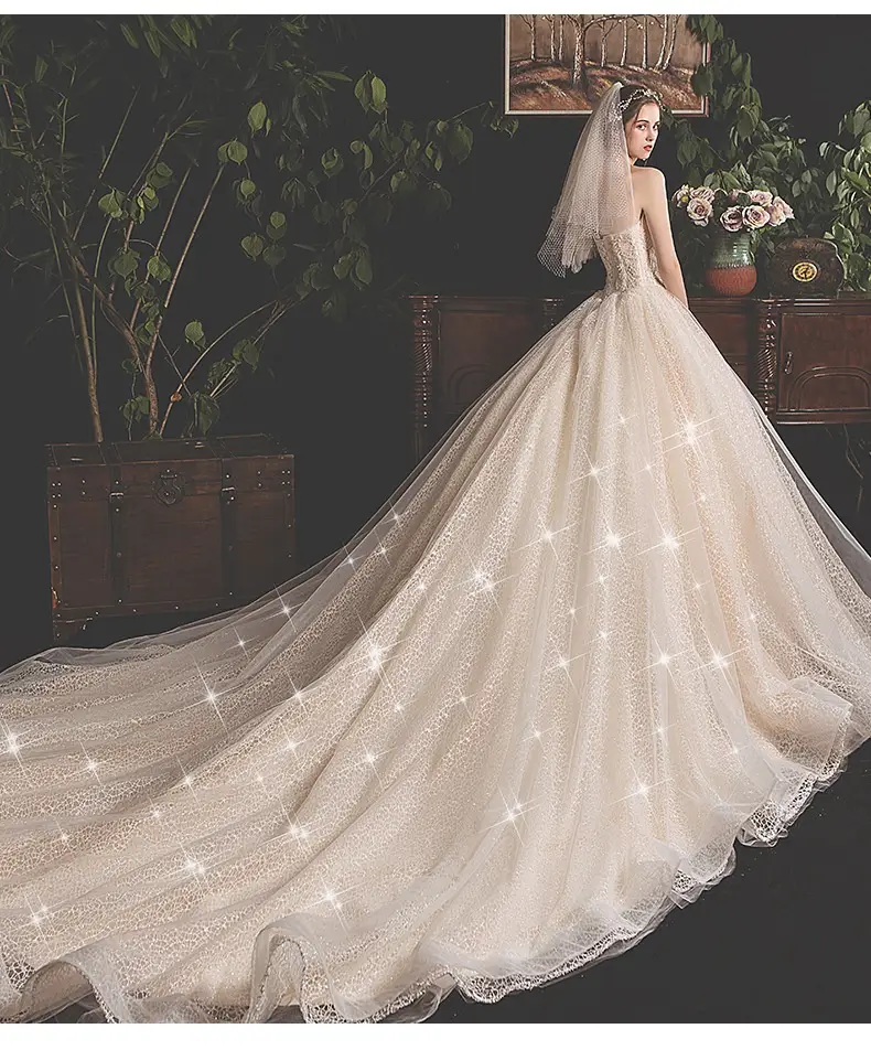 Bride Summer Tube Top Mori Style Trailing Skirt