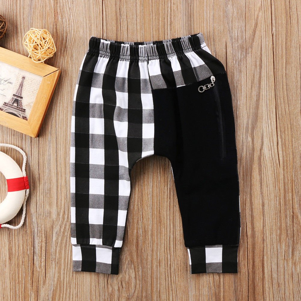 Pudcoco Boy Pants 1Y-6Y Fashion Toddler Kids Boys Plaid Bottom Pants Panty Harem Pants Trousers Casual