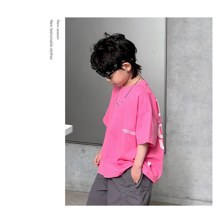 Summer Boy's Back Letter Printed Half Sleeve