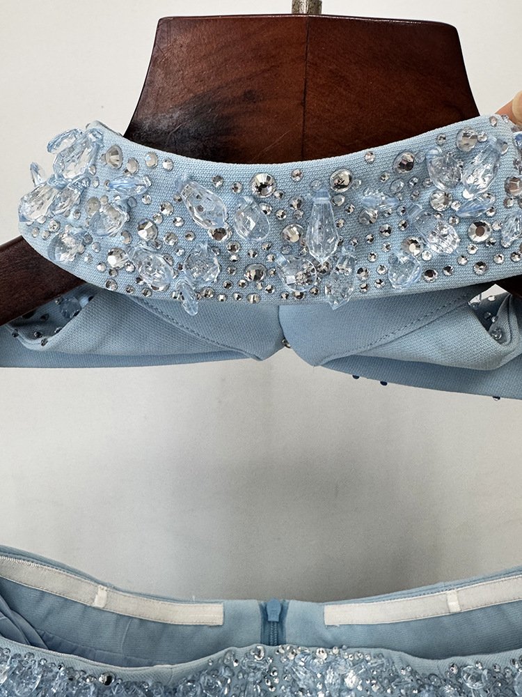 Long Beaded And Diamond-encrusted Evening Gown With A Train Evening Gown