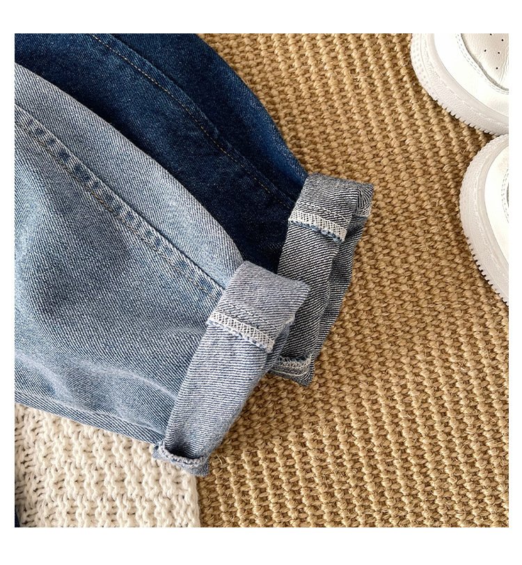 Boys' Blue Solid Color Crimped Trousers