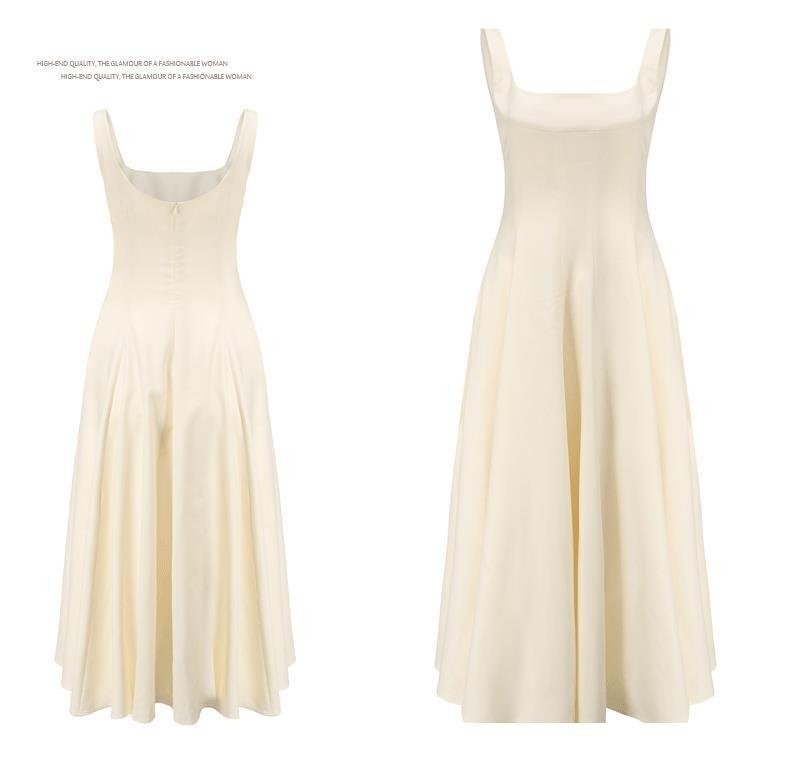 French Style Sleeveless Camisole Dress - Women's Slim Fit Minimalist Summer Short Dress