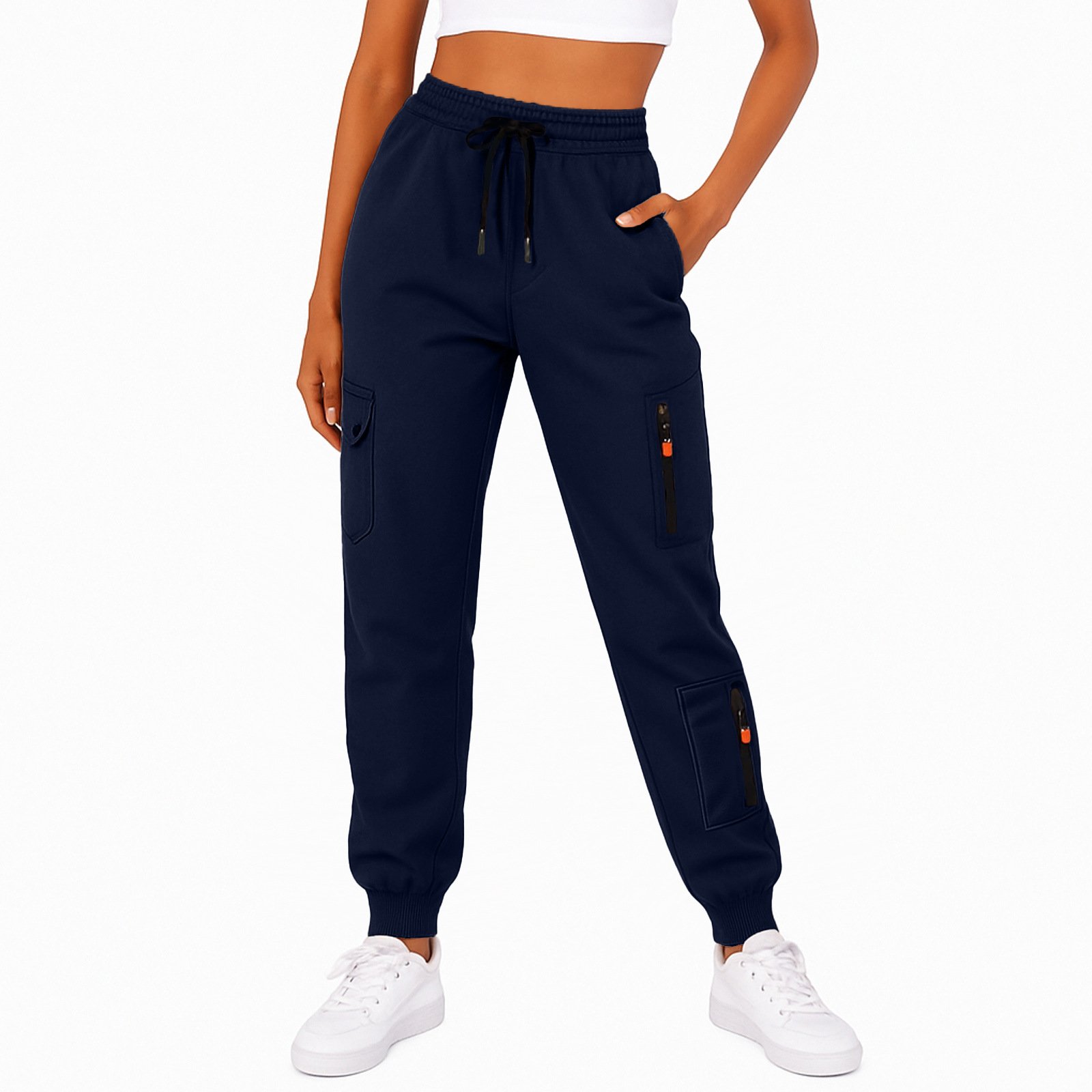 Women's Casual Solid-color Loose-fit Pocketed Sweatpants