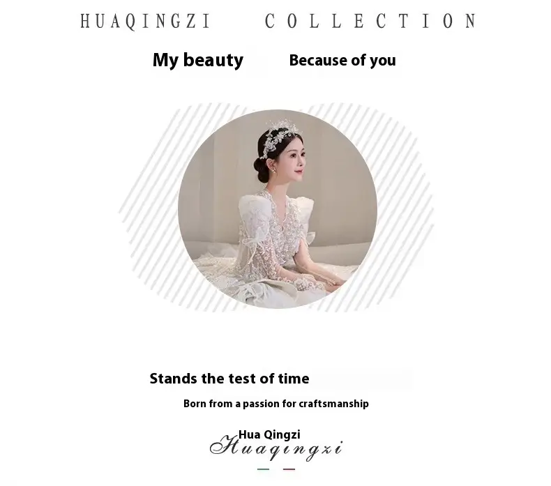 Bride Main Yarn Long Sleeve Heavy Industry Trailing French Retro Advanced