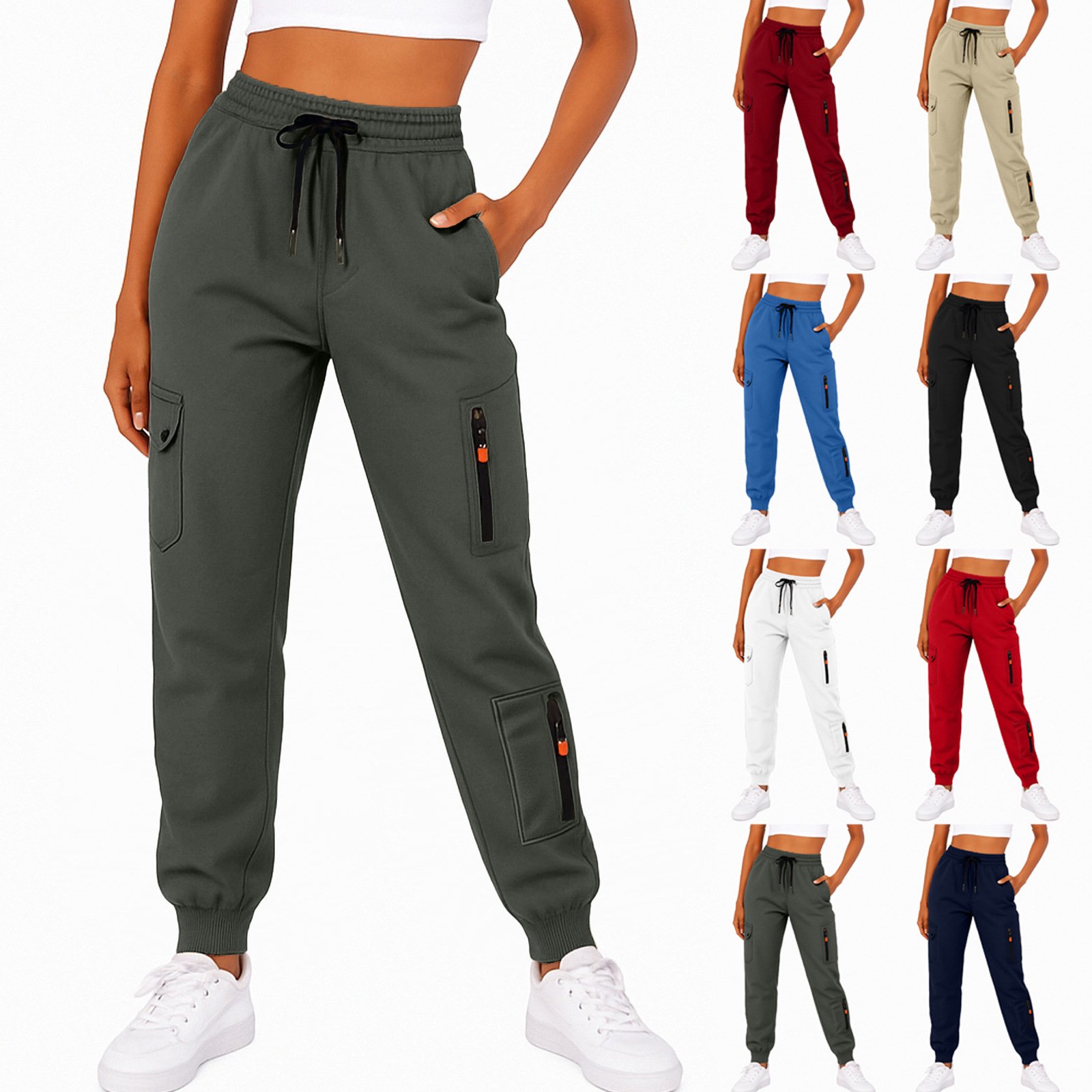 Women's Casual Solid-color Loose-fit Pocketed Sweatpants