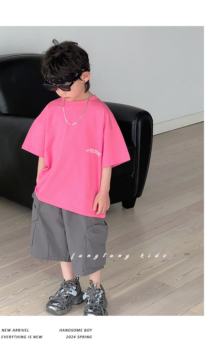 Summer Boy's Back Letter Printed Half Sleeve