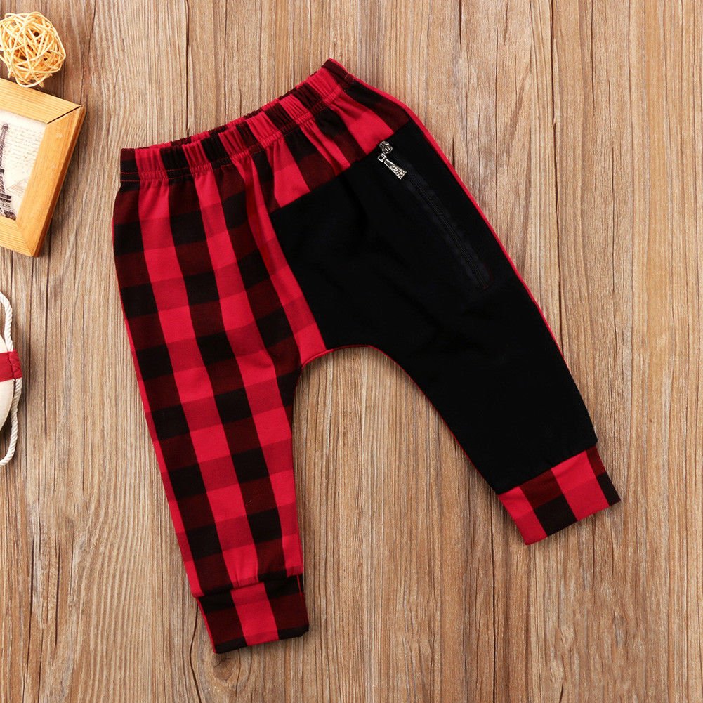 Pudcoco Boy Pants 1Y-6Y Fashion Toddler Kids Boys Plaid Bottom Pants Panty Harem Pants Trousers Casual
