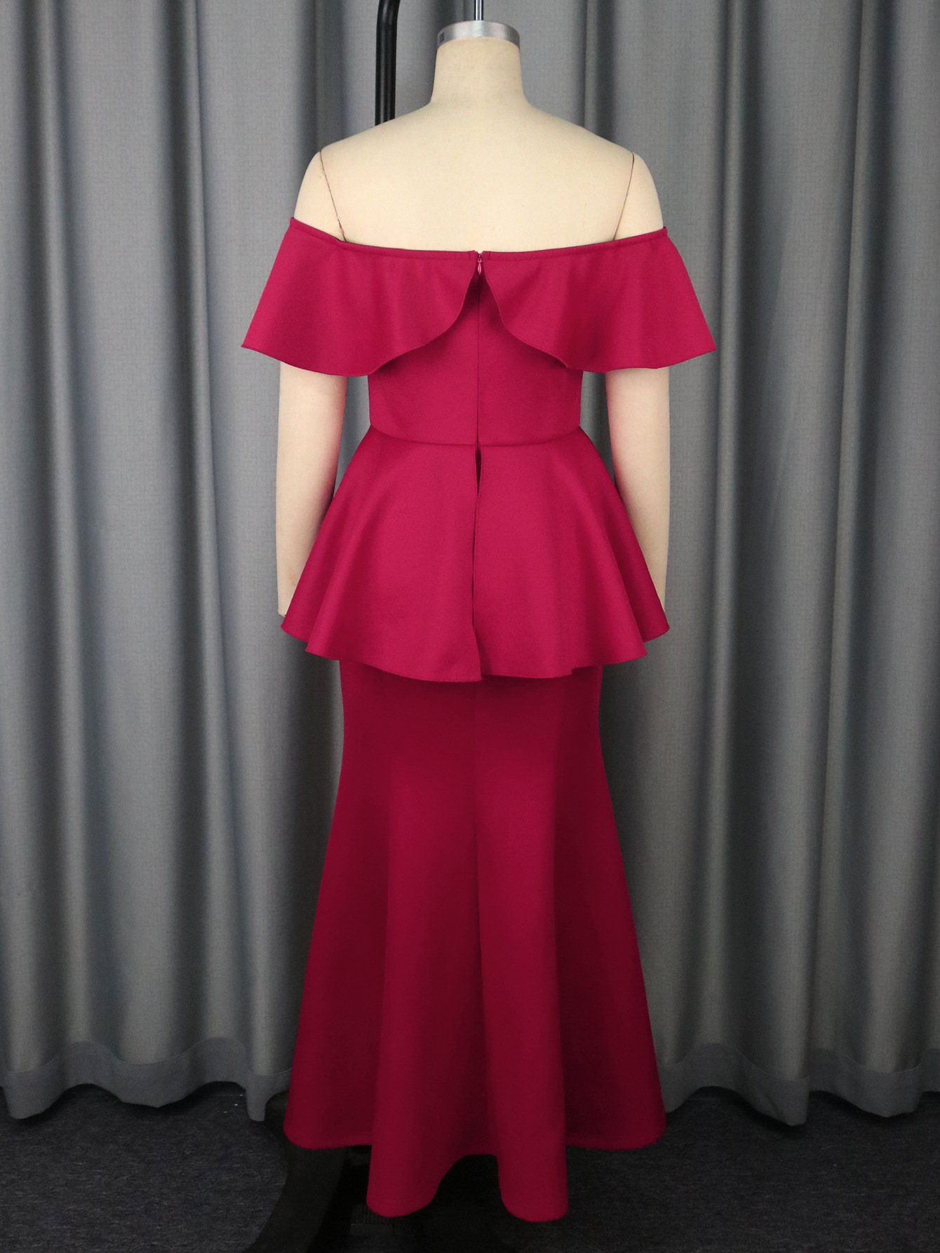 Strapless Ruffled Off-the-shoulder Dress Fishtail Dress