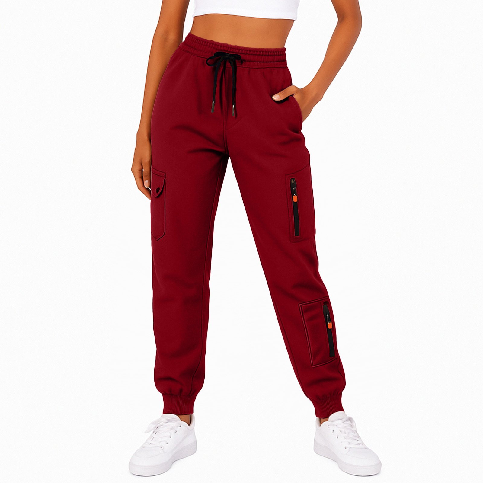 Women's Casual Solid-color Loose-fit Pocketed Sweatpants