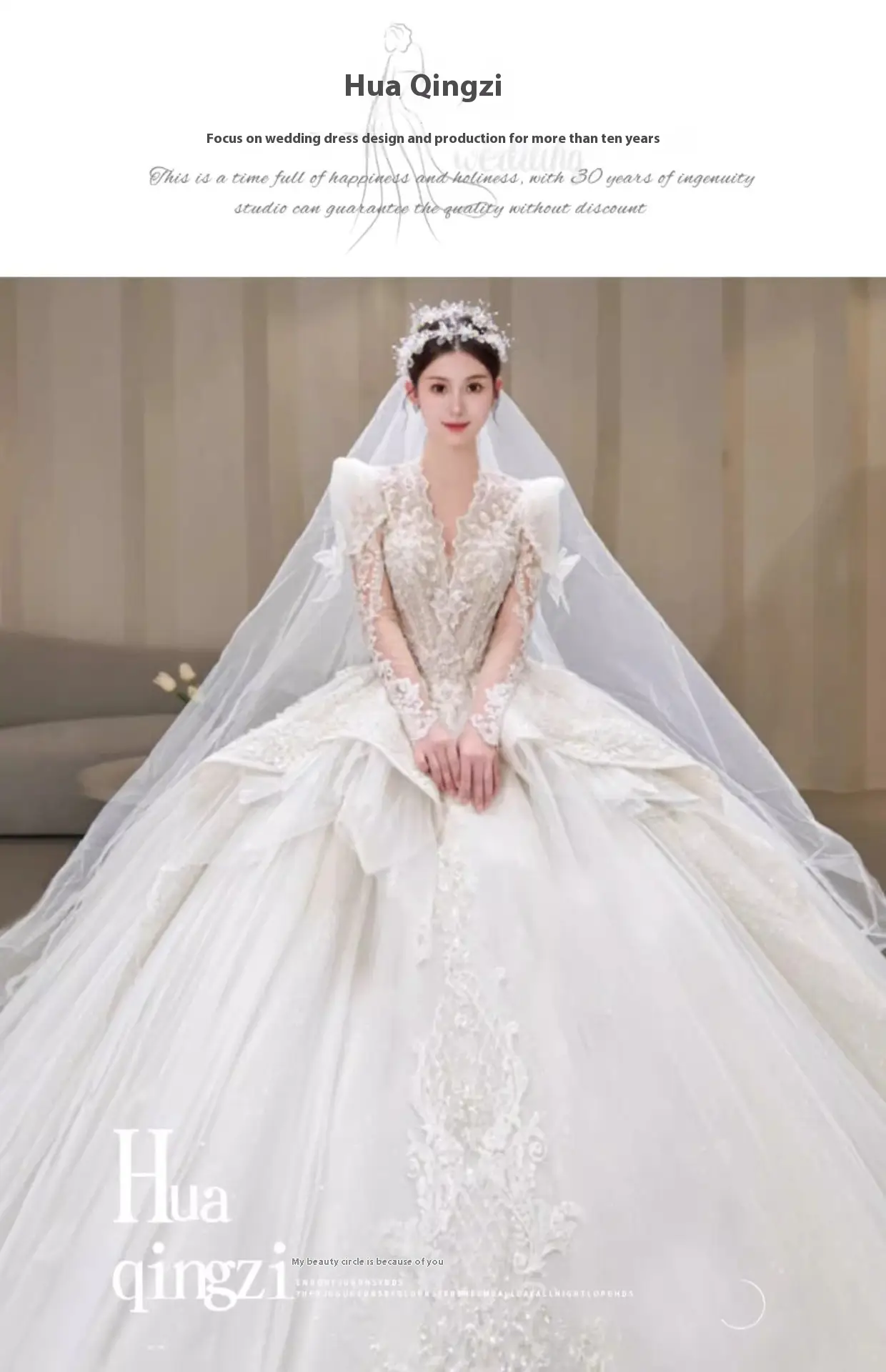Bride Main Yarn Long Sleeve Heavy Industry Trailing French Retro Advanced