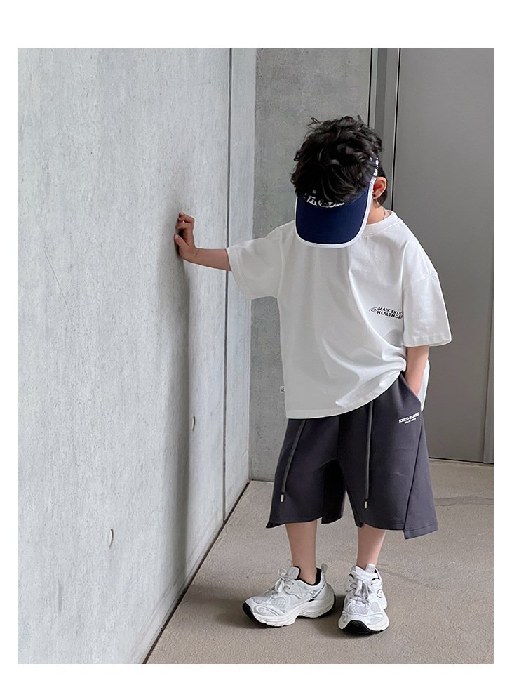Summer Boy's Back Letter Printed Half Sleeve