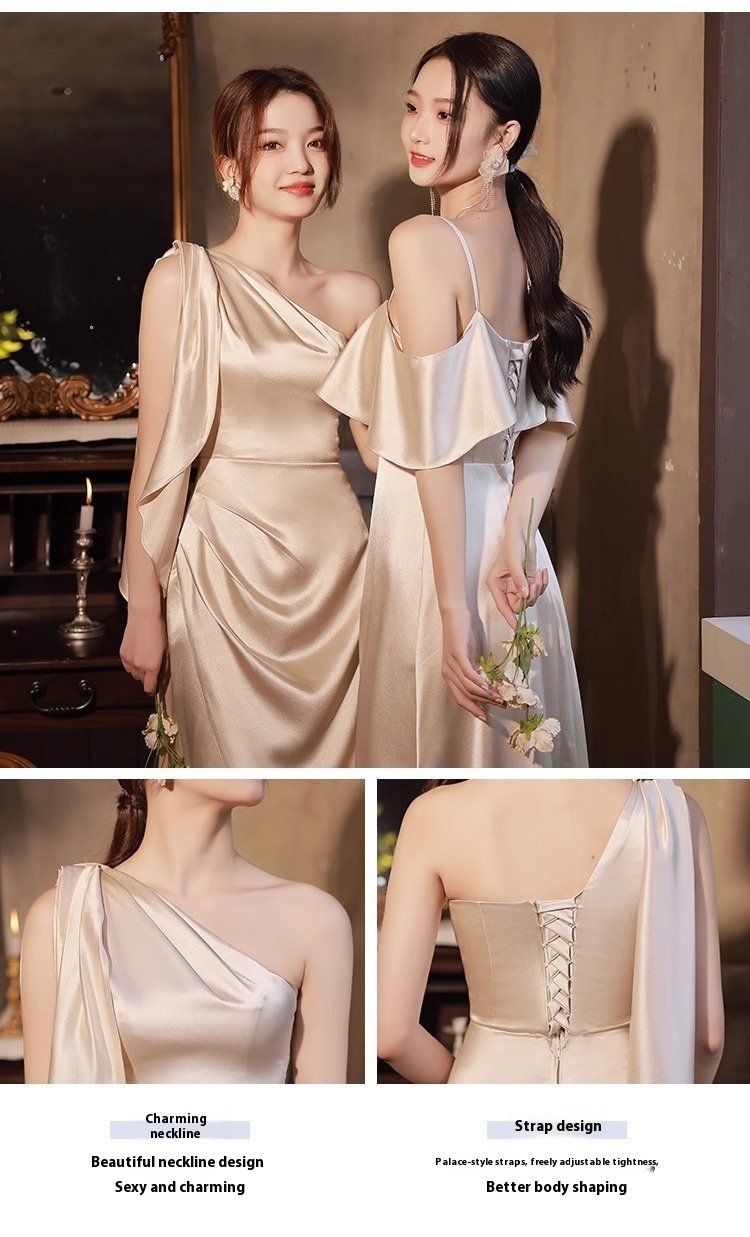 Simple And Light Luxury Satin Sisters Group Party Formal Dress