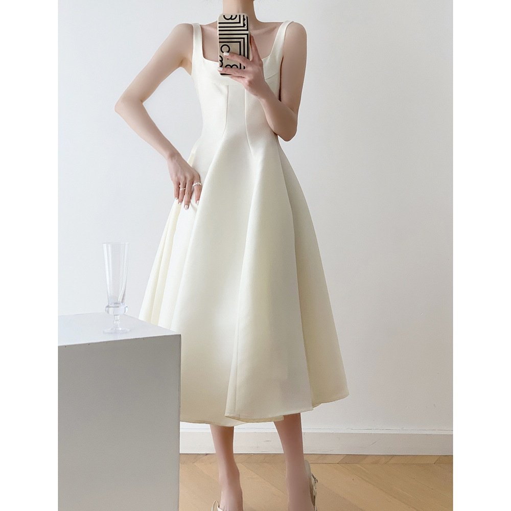 French Style Sleeveless Camisole Dress - Women's Slim Fit Minimalist Summer Short Dress