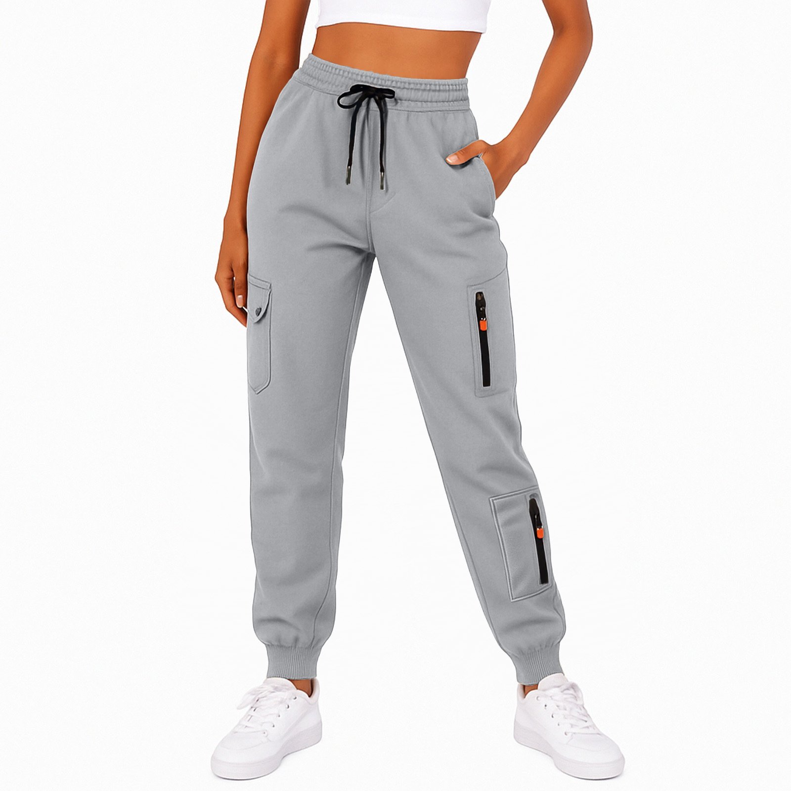 Women's Casual Solid-color Loose-fit Pocketed Sweatpants