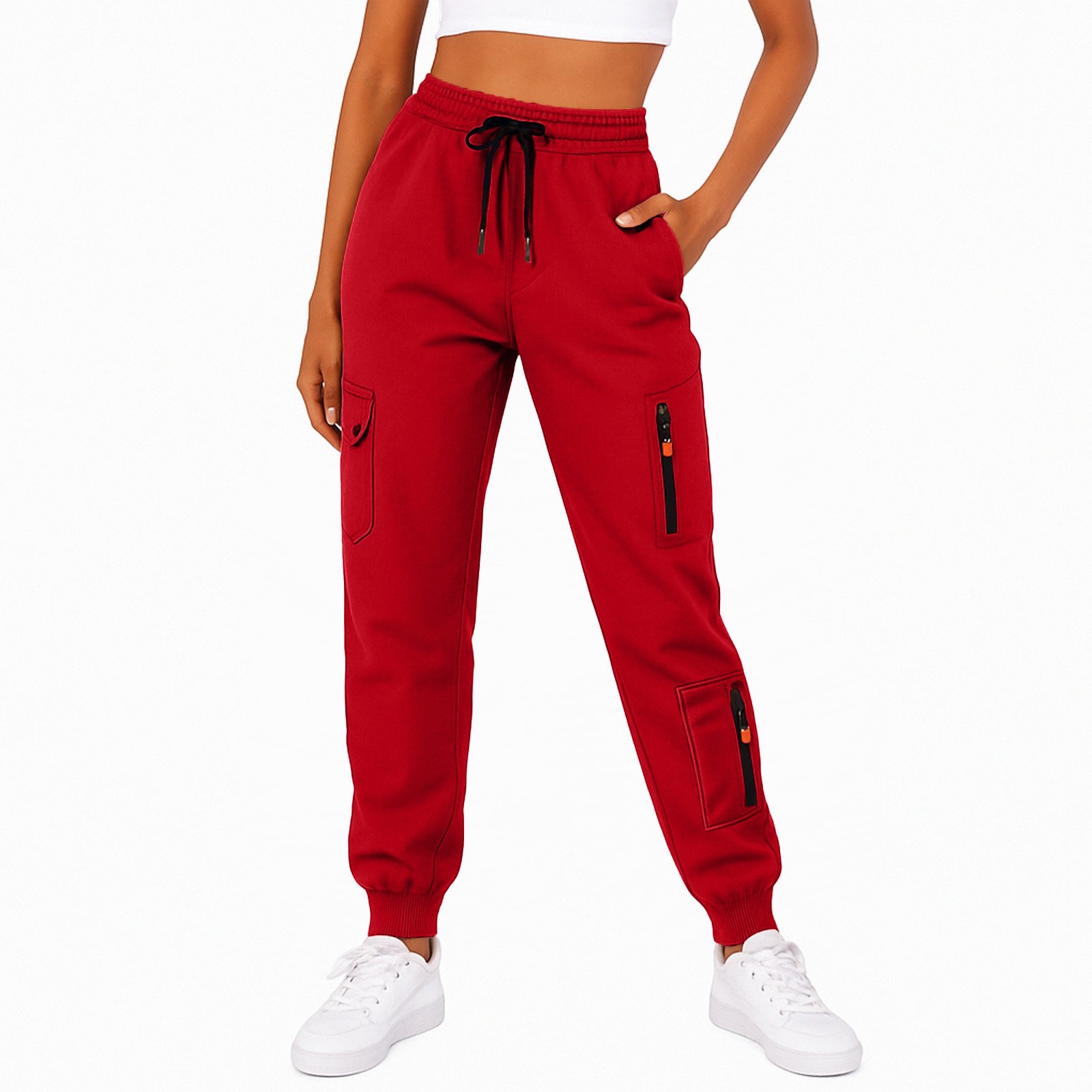 Women's Casual Solid-color Loose-fit Pocketed Sweatpants