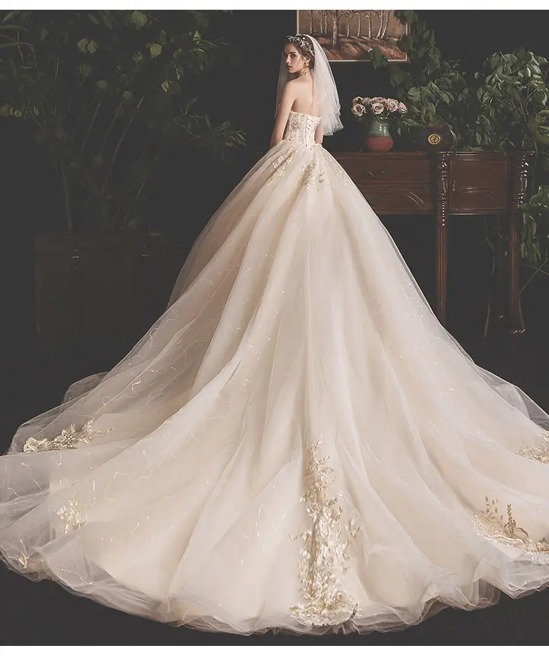 Bride Summer Tube Top Mori Style Trailing Skirt