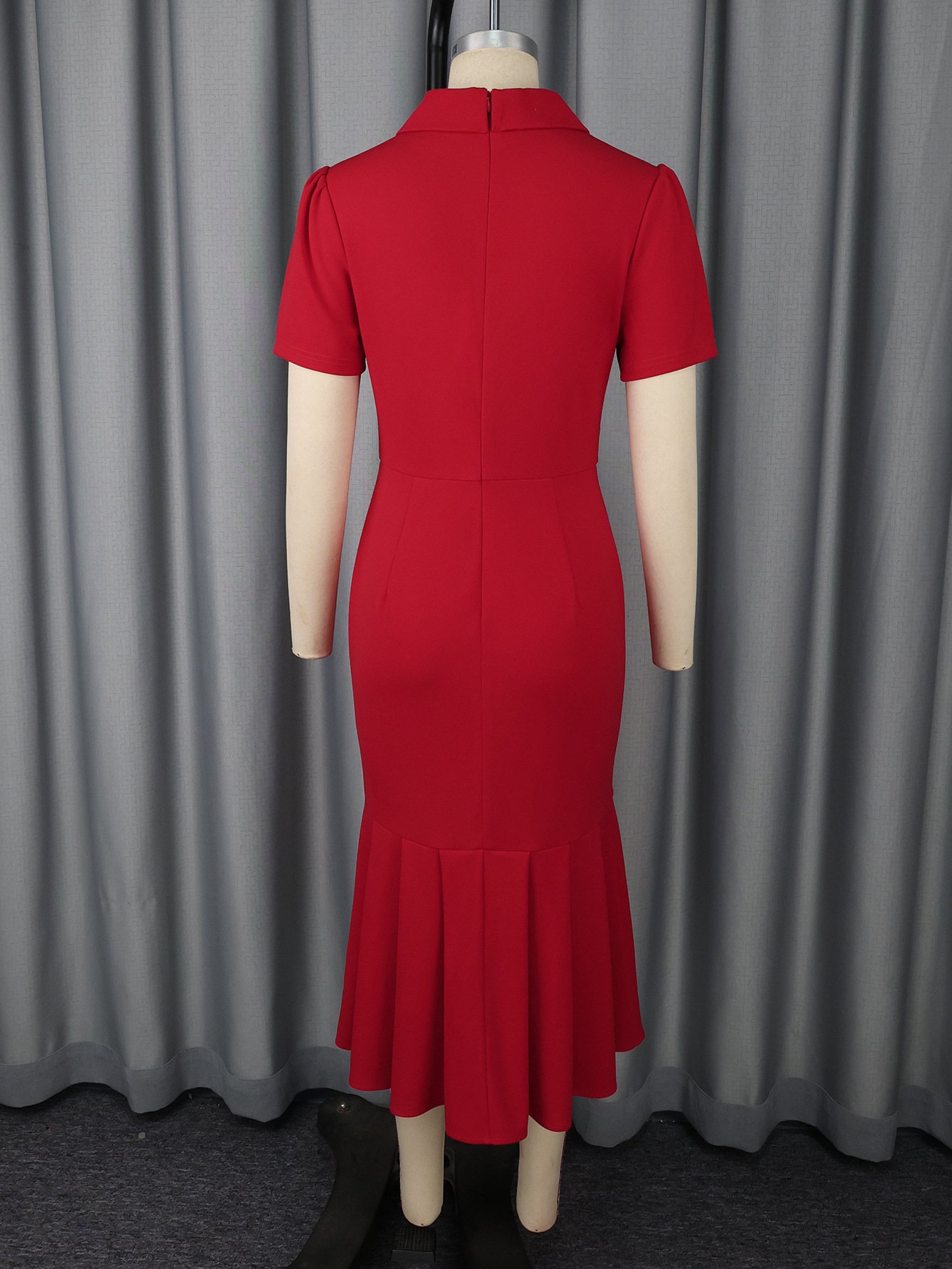 European And American Elegant Fashion Style Lapel Short Sleeve Dress